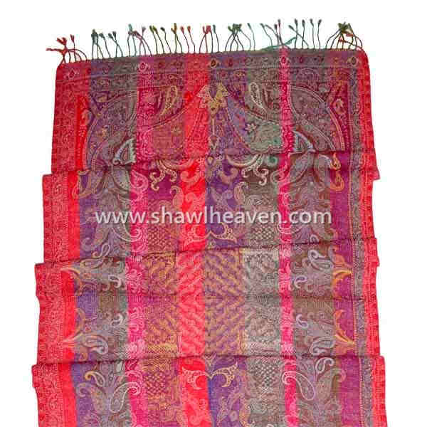 chic floral paisley stole in pink violet and red